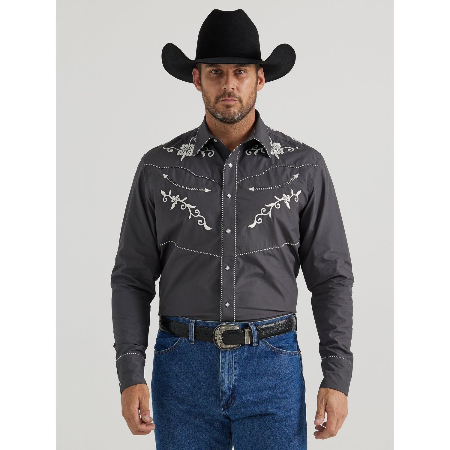 Wrangler Men's Rodeo Ben Long Sleeve Shirt - Grey