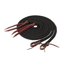 Weaver Silvertip® Hollow Braid Split Rein 5/8" x 8' - Assorted Colours, Color: Black