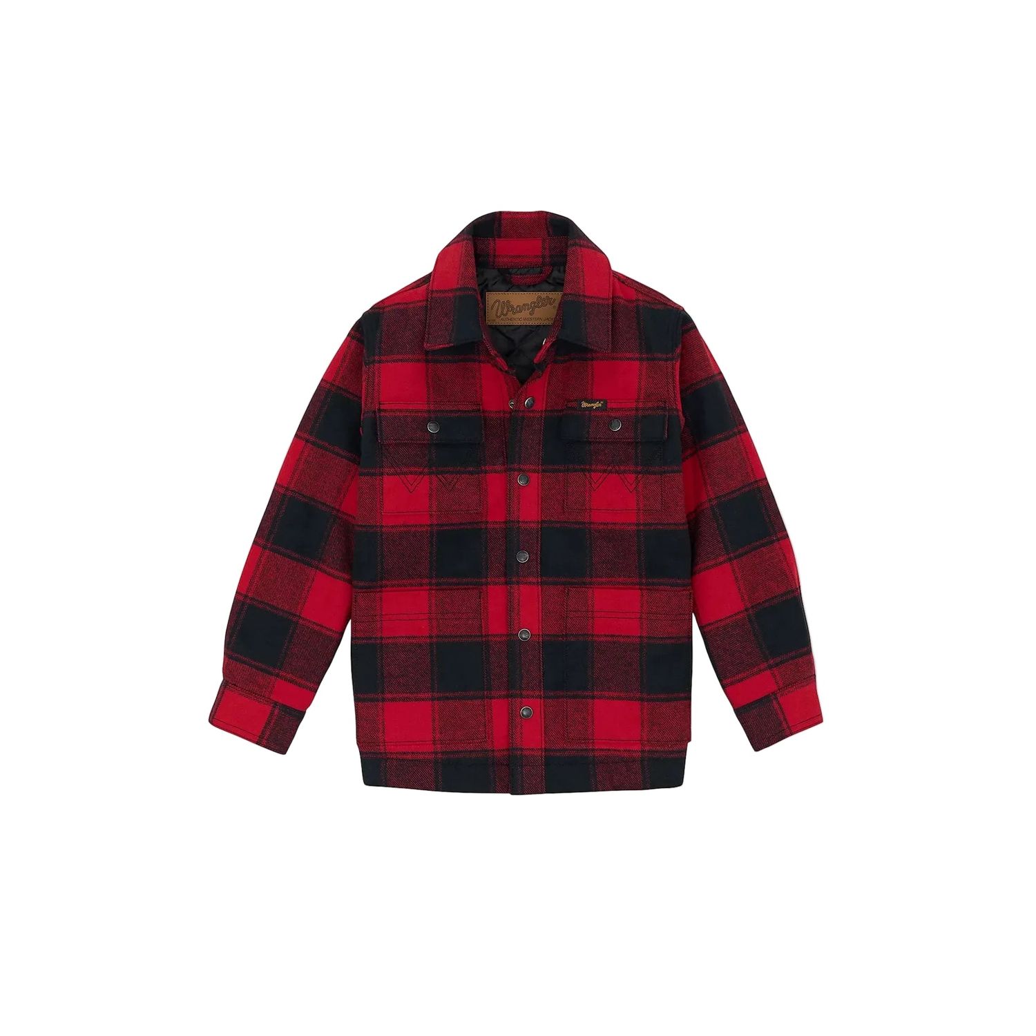 Wrangler Boy's Quilt Lined Long Sleeve Flannel Shirt Jacket - Red Buffalo