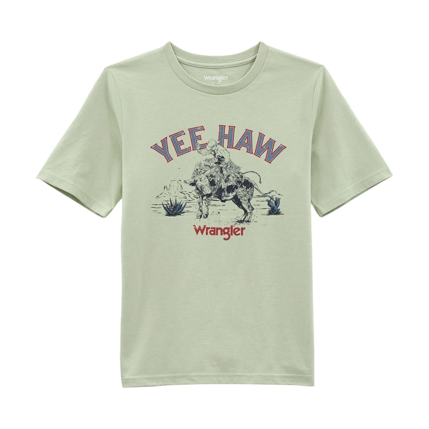 Wrangler Boy's Short Sleeve Yee Haw Tee Shirt- Sea Foam Heather