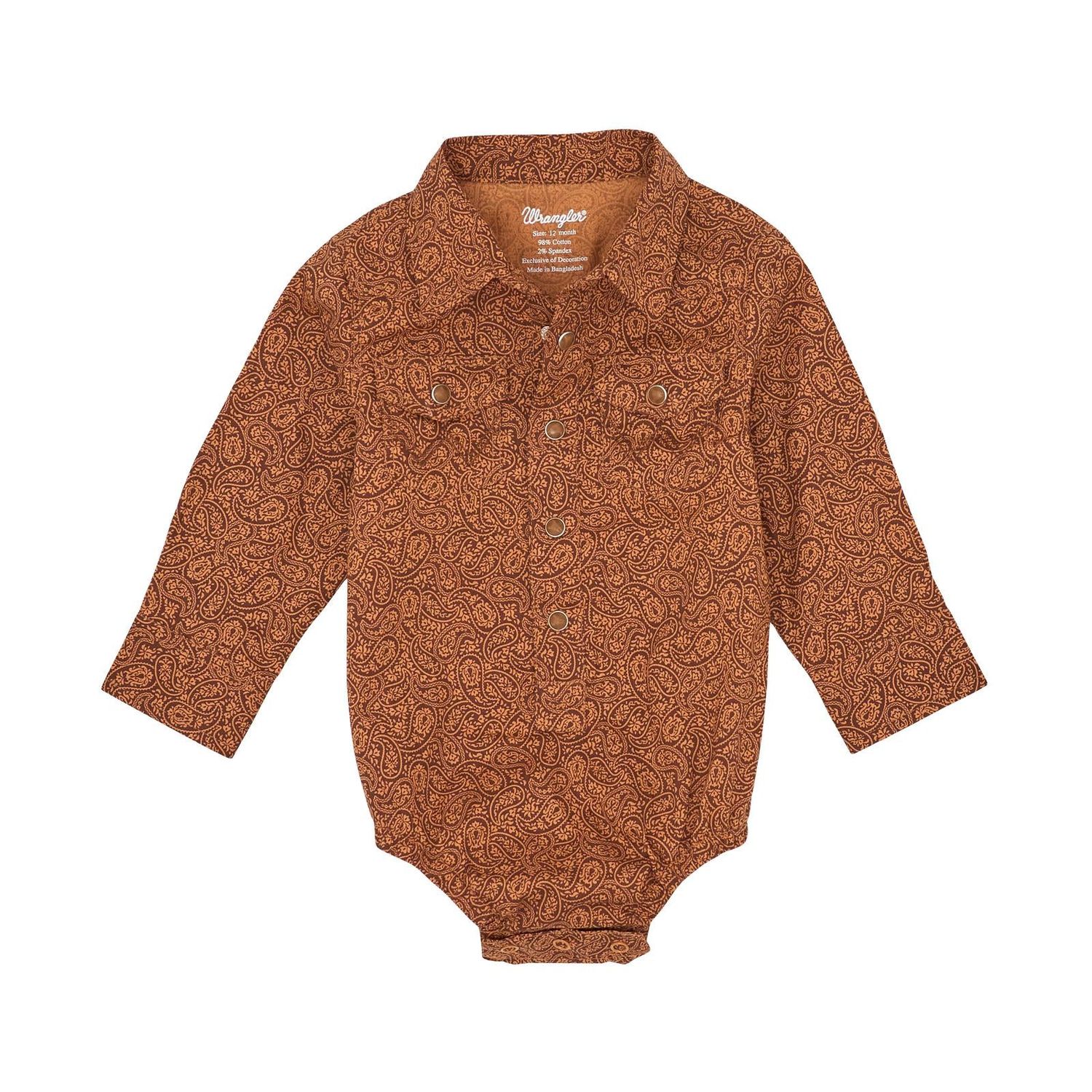Wrangler Baby Boy Long Sleeve Bodysuit - Rustic Brown