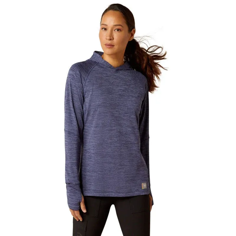 Ariat Women's Rebar Gridwork Hoodie - Multiple Colours, Color: Blue Indigo, Size: 2XL