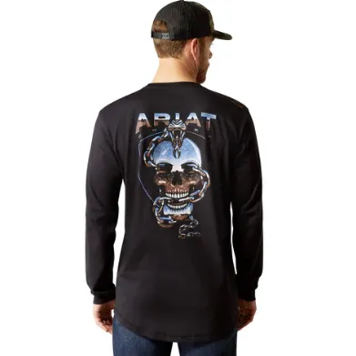 Ariat Men's Rebar Workman Chrome Skull T-Shirt - Black, Size: 3XL