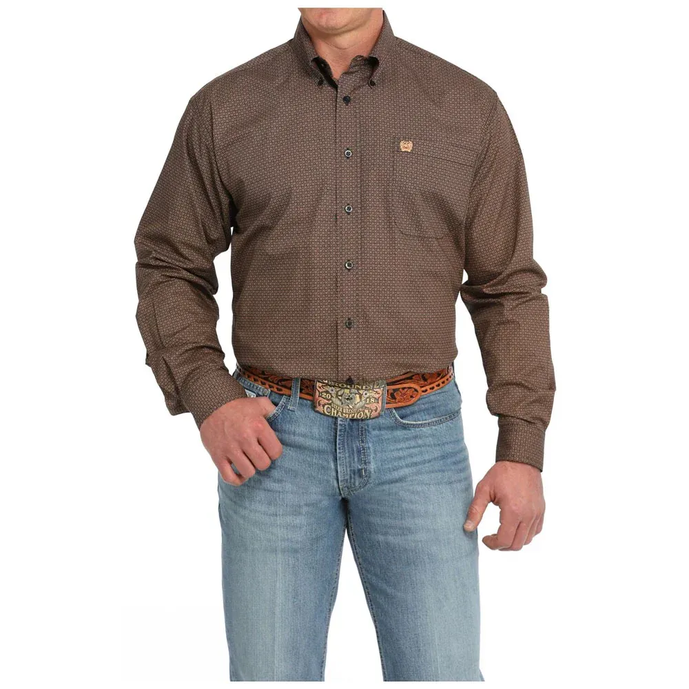 Cinch Men's Long Sleeve Geometric Print Shirt - Black - MTW1105831