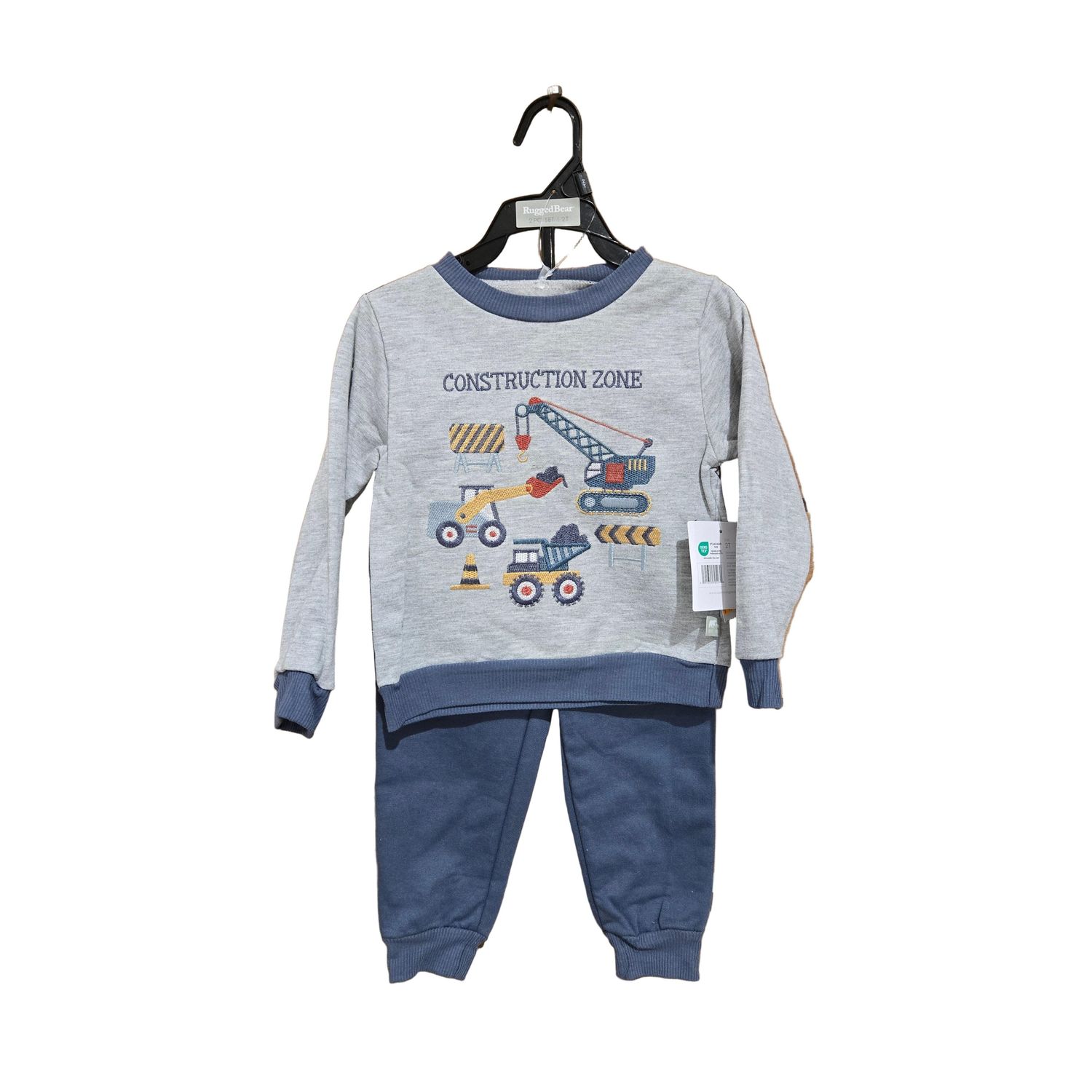 Rugged Bear Construction Sweatshirt Set - Grey Heather/Blue