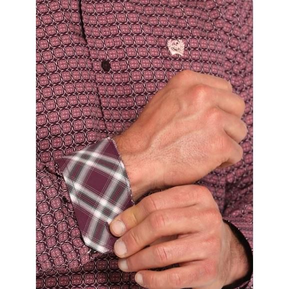 Cinch Men's Long Sleeve Print Shirt- Purple - MTW1105922