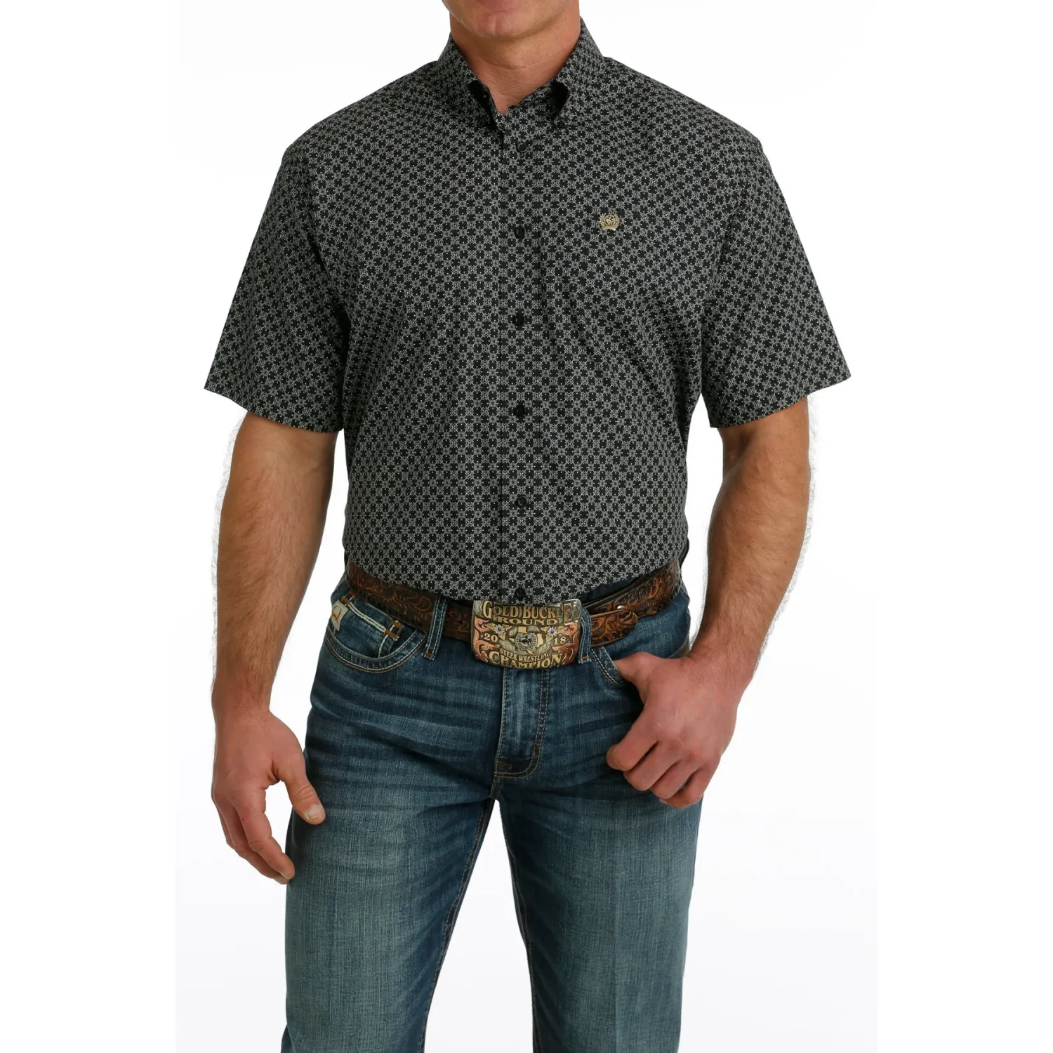 Cinch Men's SS Print Shirt - Black