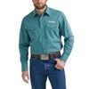 Wrangler Men's Classics Relaxed Long Sleeve Logo Shirt- Turquoise