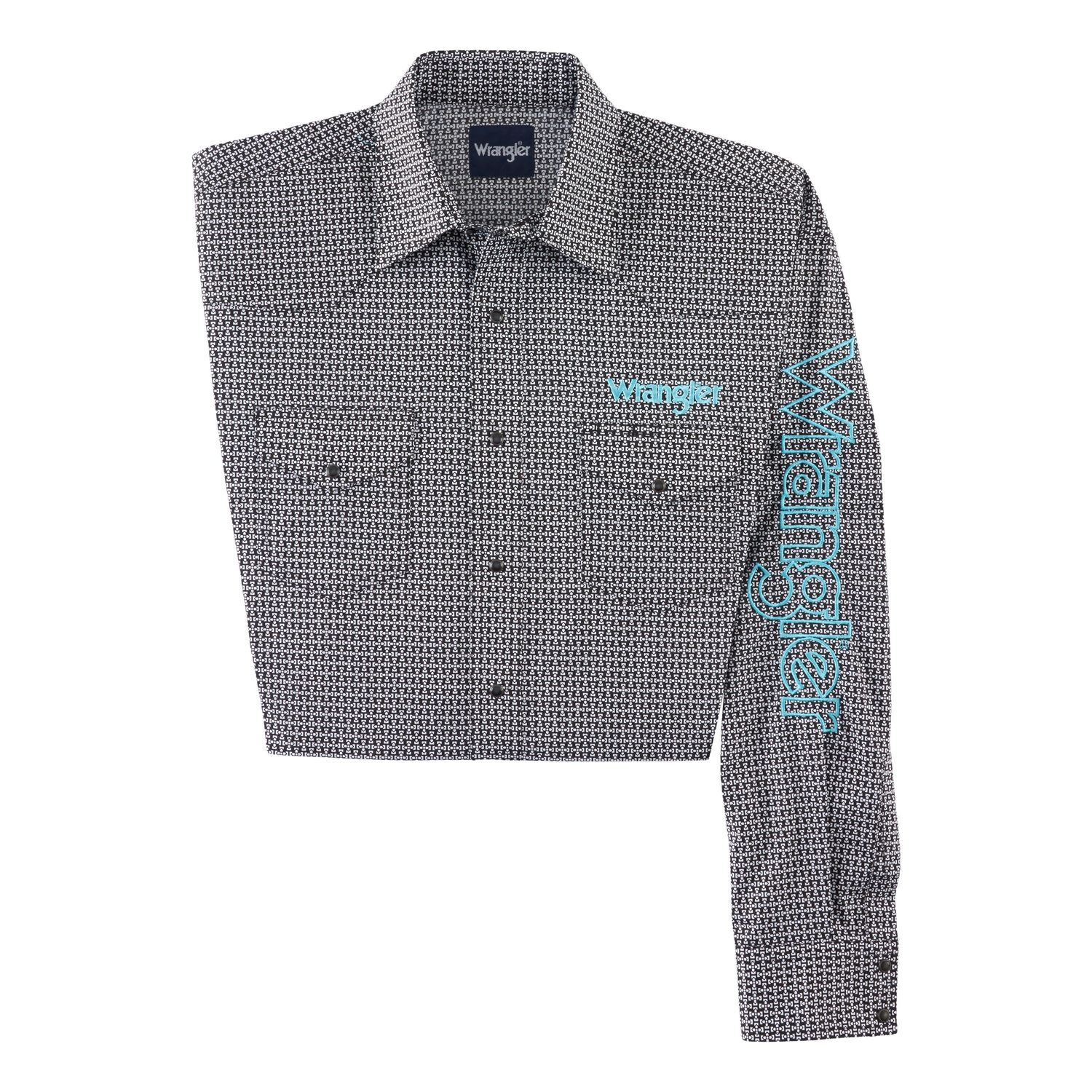 Wrangler Mens Diamond Logo Shirt - Black/Turquoise