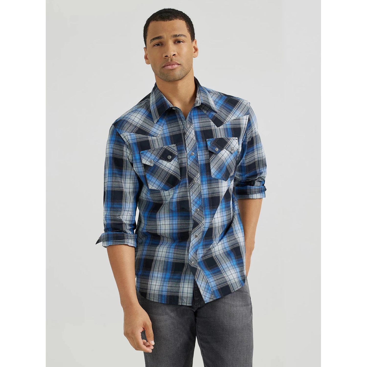 Wrangler Men's HO24 Retro Core Long Sleeve Shirt-Jet Navy