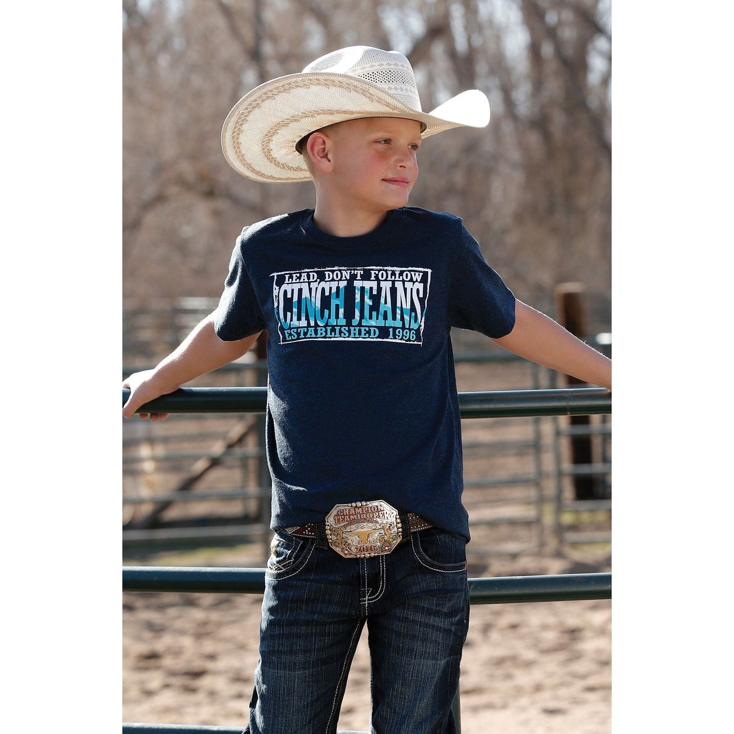Cinch Boys SS Tee Heather Navy