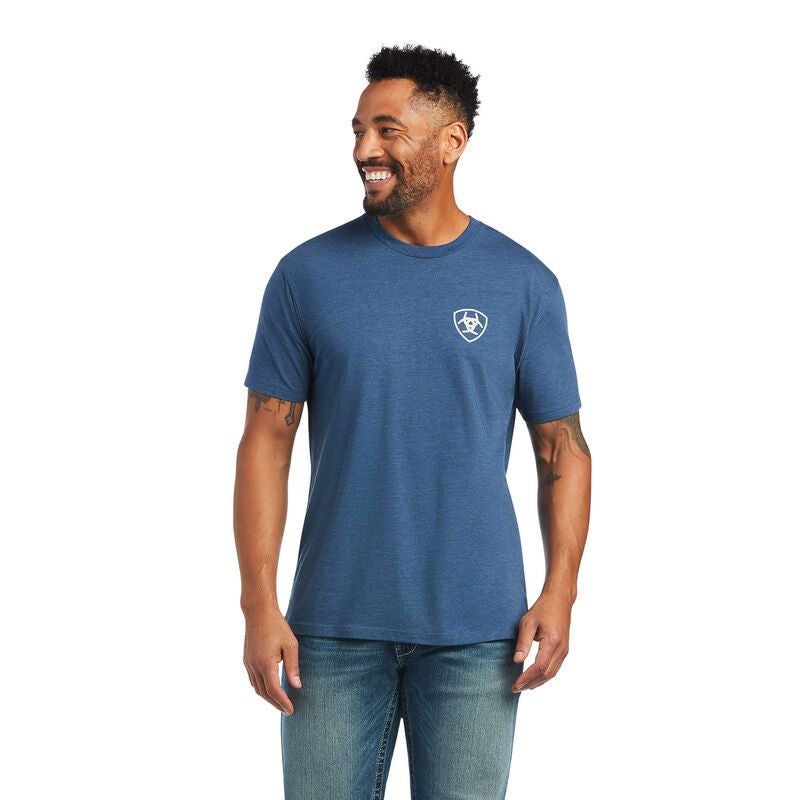 Ariat Mens Rope Shield SS T-Shirt Sair Blue Heather