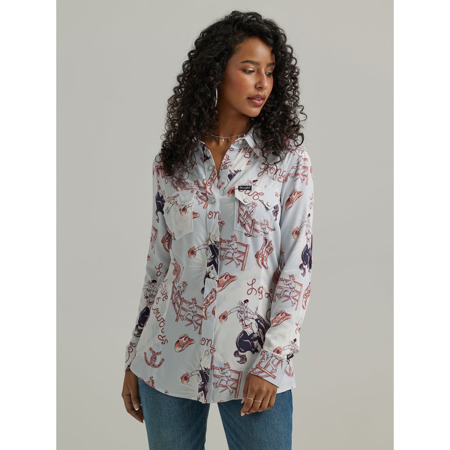 Wrangler Women's Long Sleeve Retro Snap Shirt - White