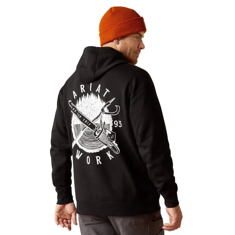 Ariat Men's Rebar Workman Chainsaw Hoodie - Assorted Colours, Color: Black, Size: 3XL