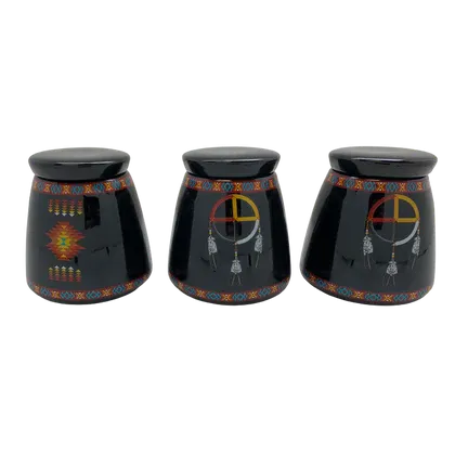 Ceramic Canister Set 3 PC, Design: MEDICINE WHEEL