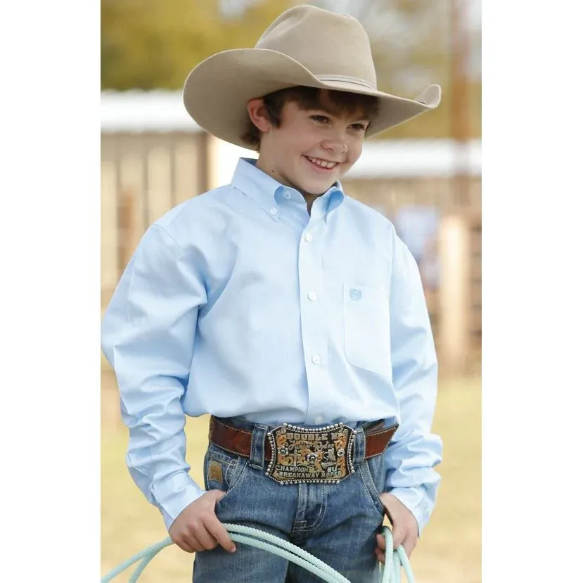 Cinch Boy's Long Sleeve Strip Shirt - Light Blue