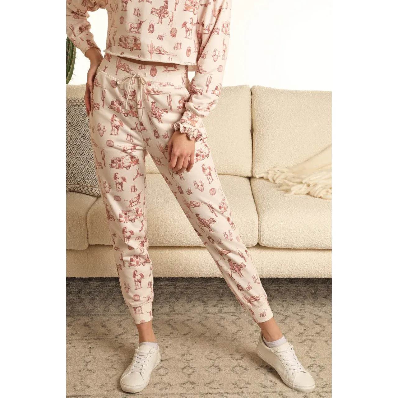 Range by RR Women's Western Print Joggers - Rust, Size: XS
