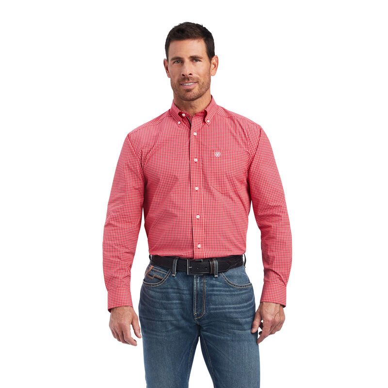 Ariat Mens Pro Series Nevin Stretch Classic Fit Shirt Tango Red
