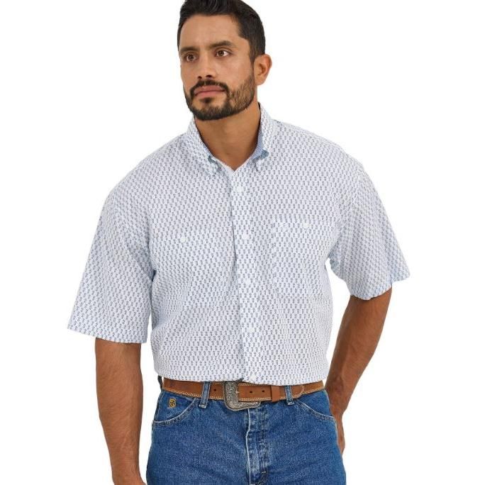 Wrangler Men's George Strait Collection Short Sleeve Shirt - Blue