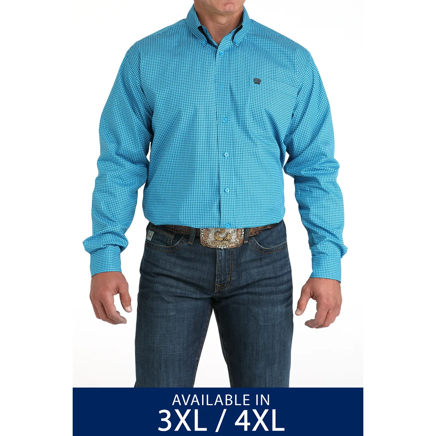 Cinch Men's Long Sleeve Shirt- Blue