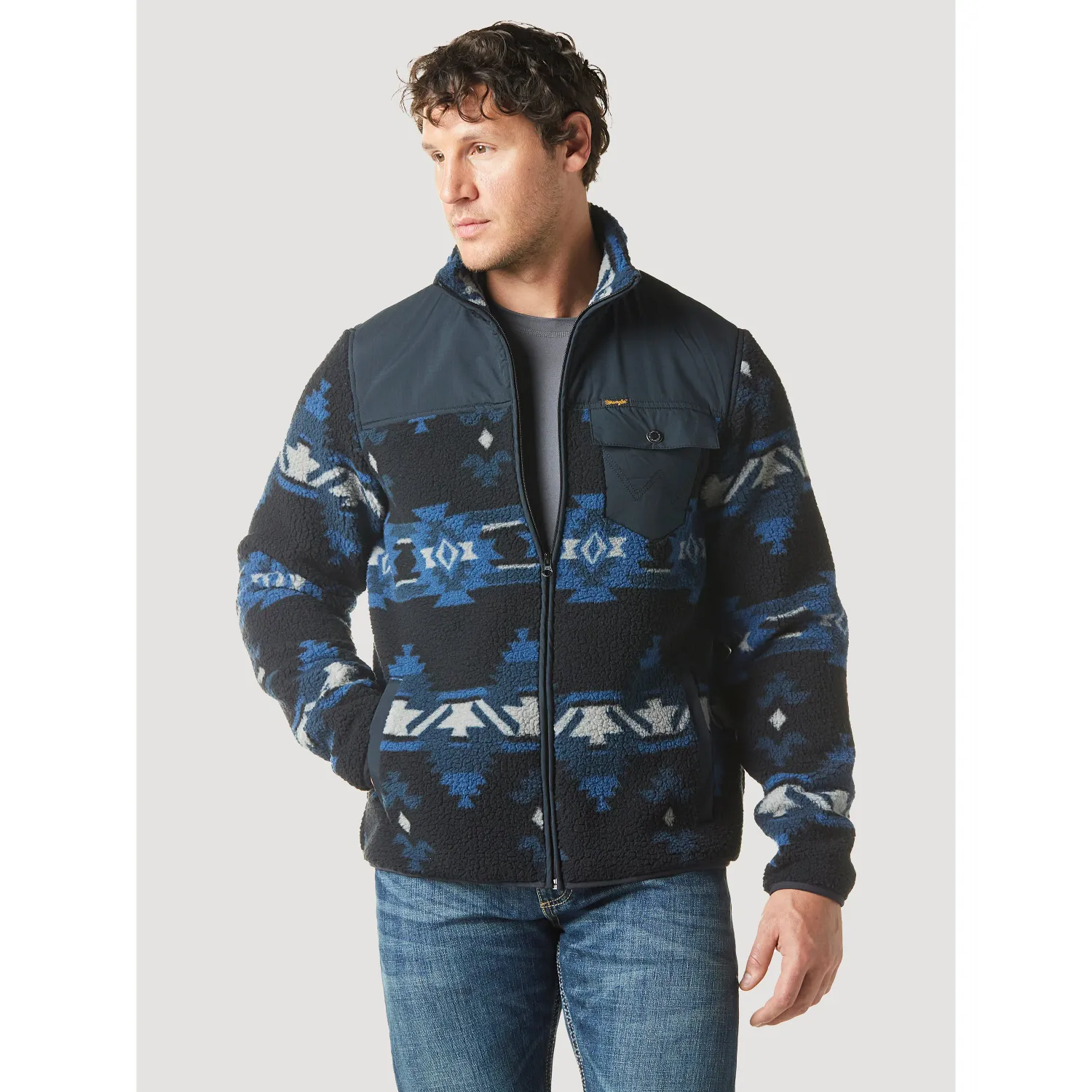 Wrangler® Mixed Sherpa 1/4 Zip Up, Size: S