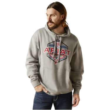 Ariat Men's Hex Horns Hoodie - Light Grey Heather