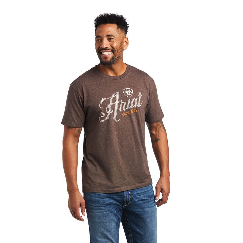 Ariat Mens 100 Proof SS TShirt Brown Heather