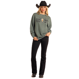 Rock &amp; Roll Women's Long Sleeve Oversized Pullover with Studs-
