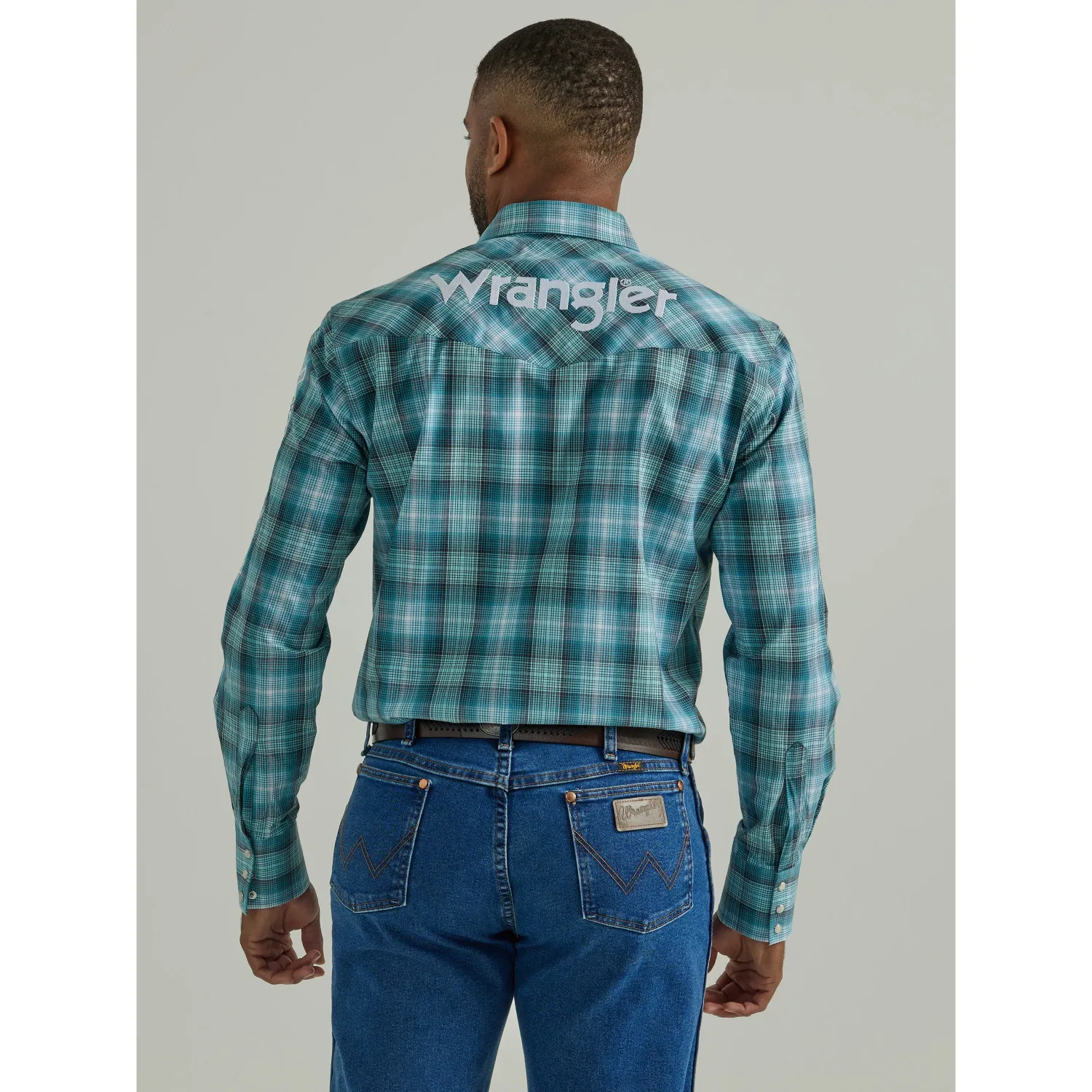 Wrangler Men's Logo Long Sleeve Shirt - Teal, Size: XL