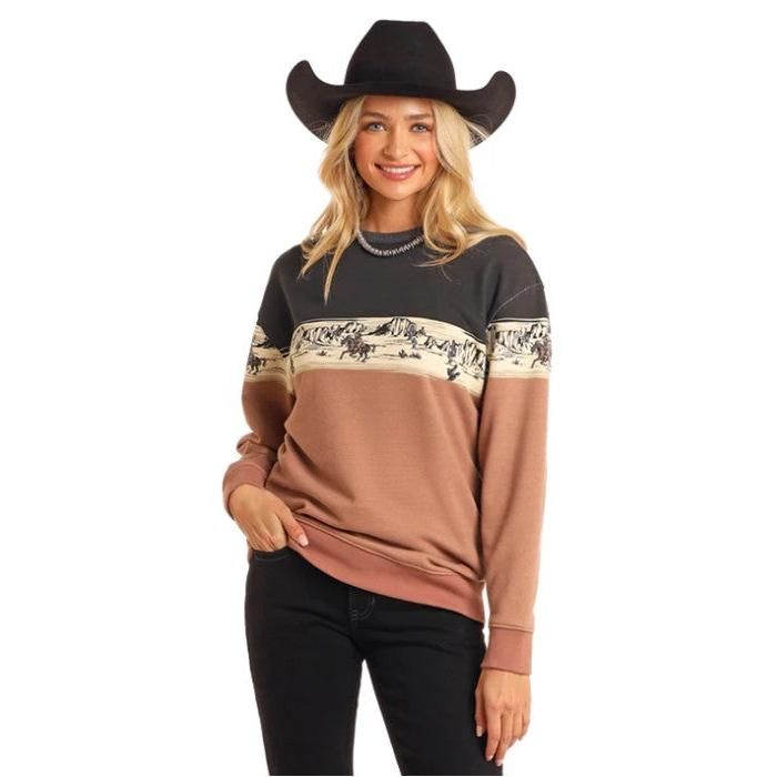 Rock &amp; Roll Scenery Border Sweatshirt- Black