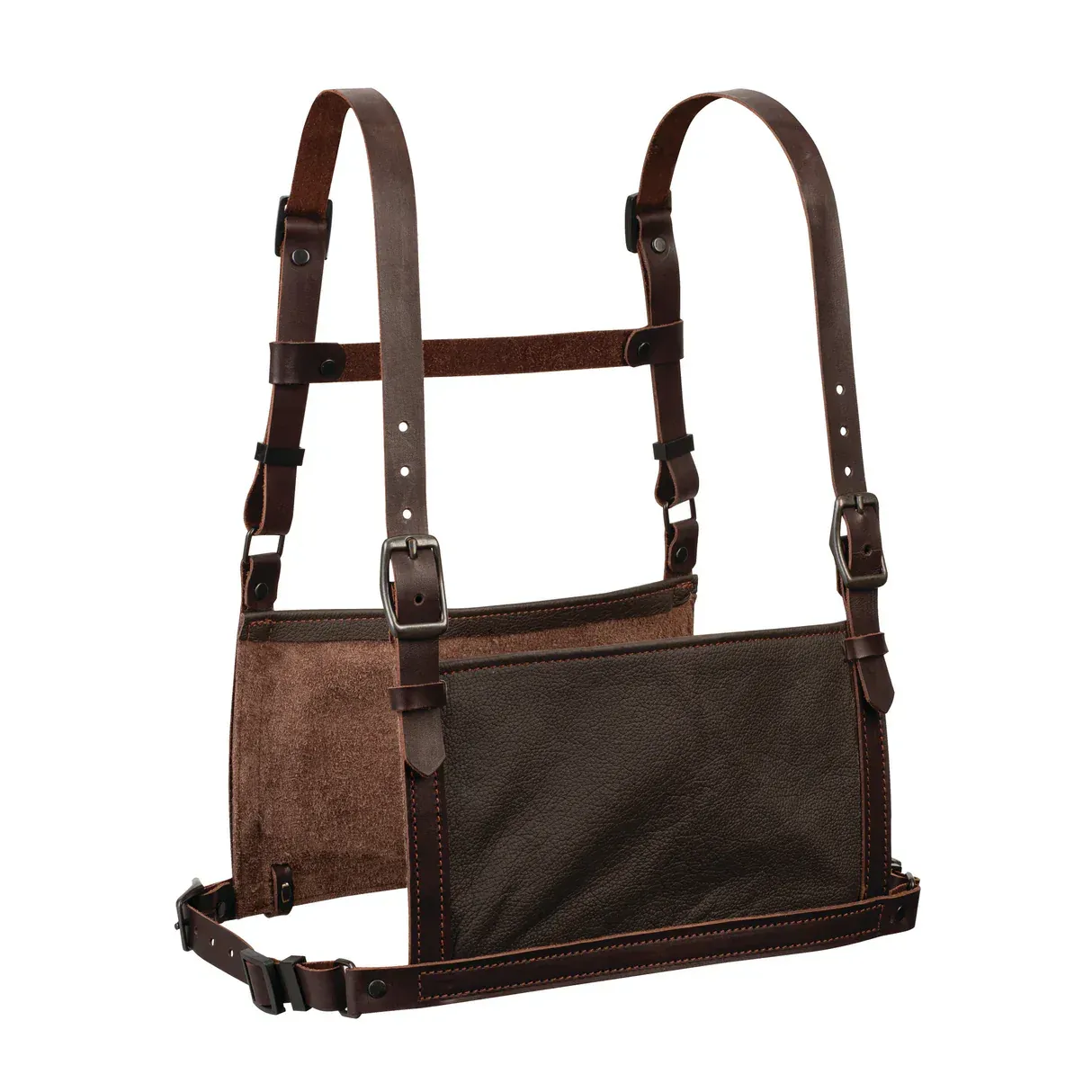 Leather Exhibitor Number Harness - Brown, Size: S/M