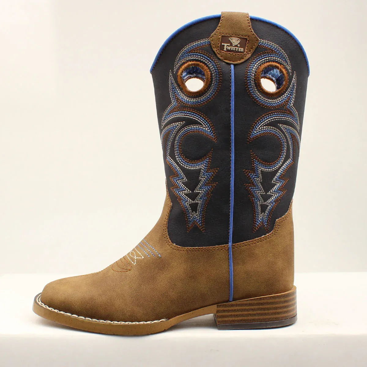 Double Barrel Children's Ben Western Boots - Brown/Navy, Size: 1