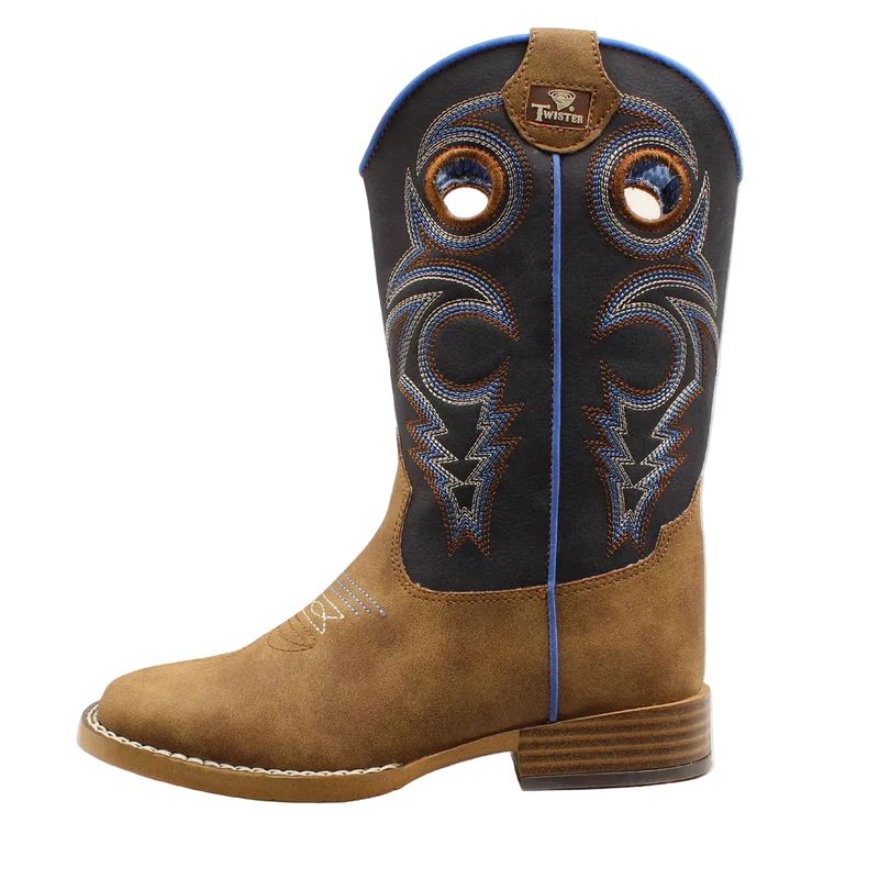 Double Barrel Children's Ben Western Boots - Brown/Navy