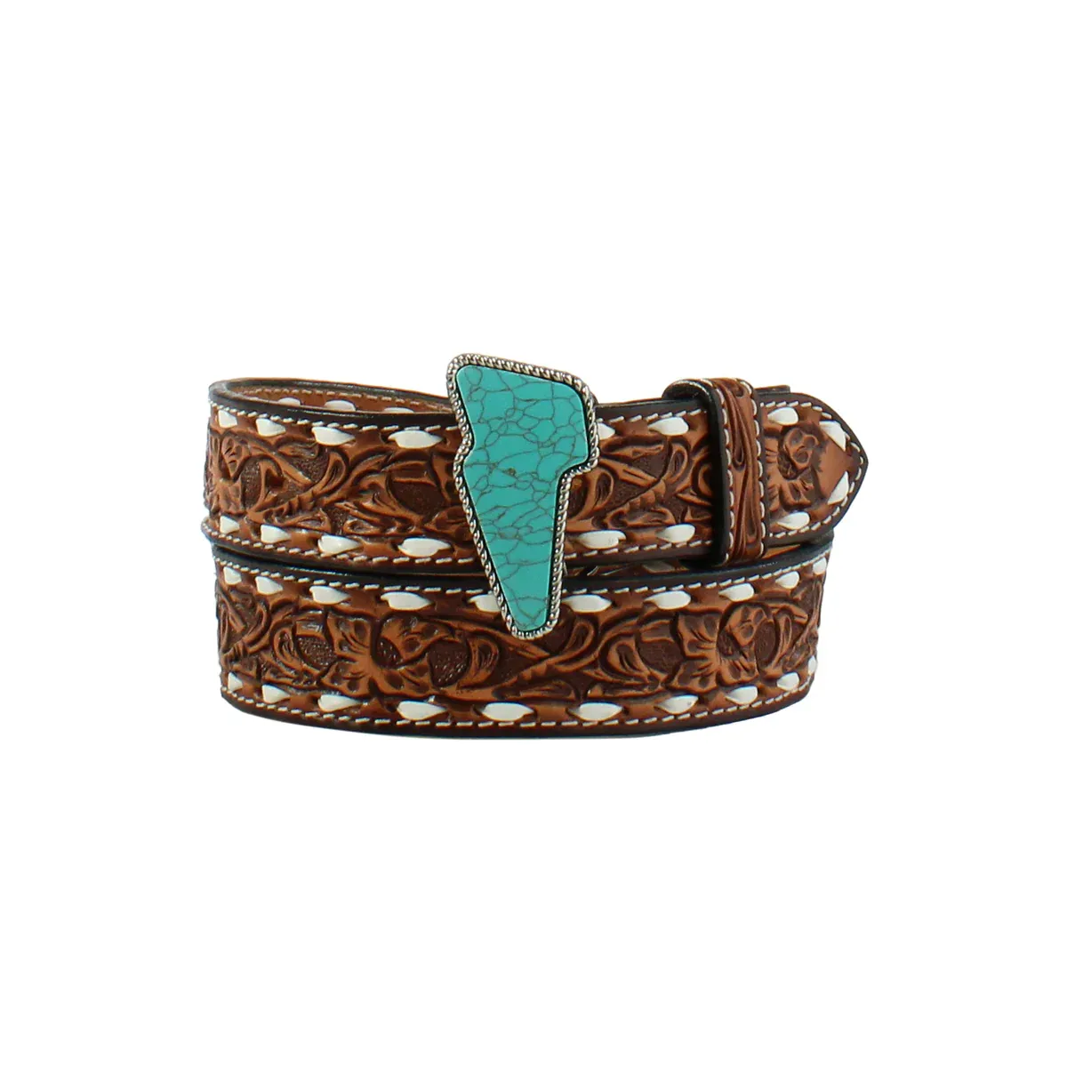 Angel Ranch Ladies Lightning Bolt Concho Western Belt - Brown, Size: S