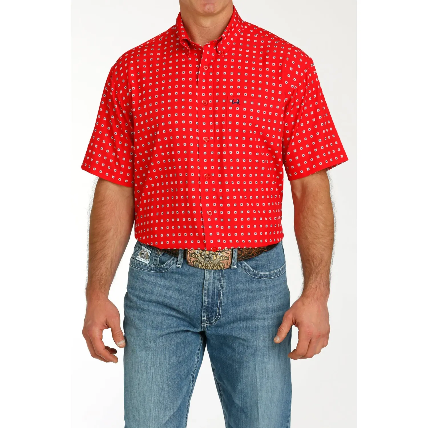 Cinch Men's Short Sleeve Arenaflex - Red