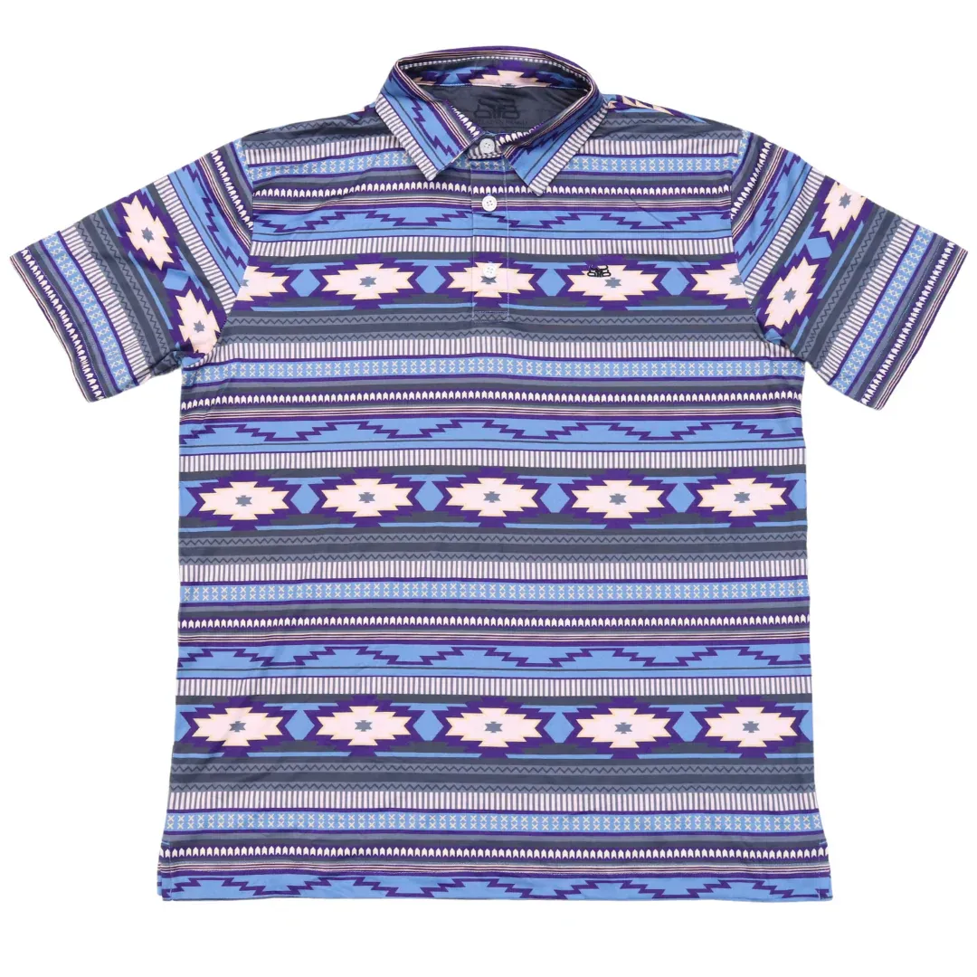 Baredown Brand Aztec Polo - Assorted Colours, Colour: Blue, Size: XS