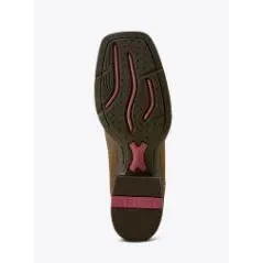 Ariat Women's Round Up Wide Toe Stretchfit Western Boot- Sassy Brown