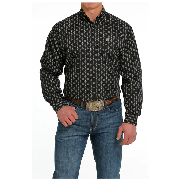 Cinch Men's Print Button-Down Shirt - Black