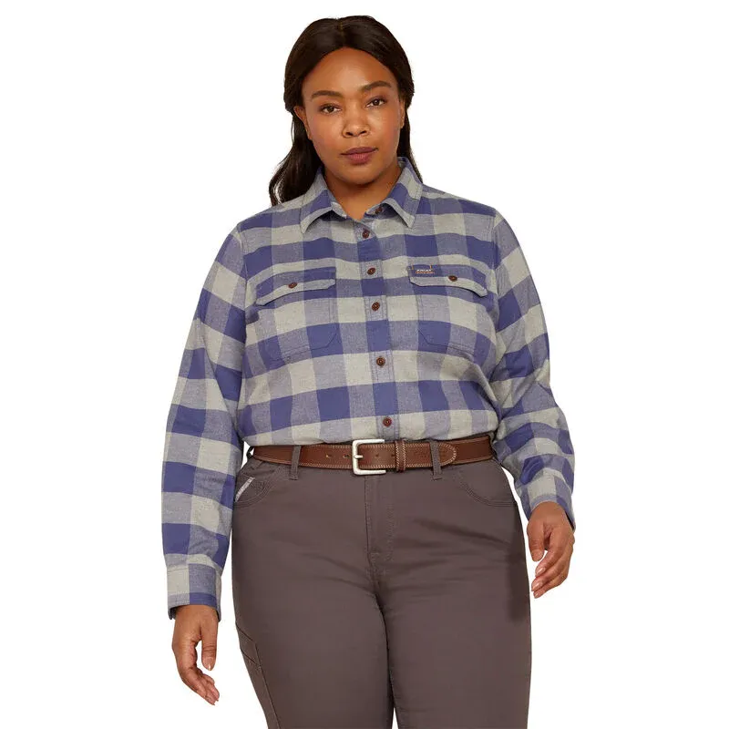 Ariat Women's Rebar DuraStretch Flannel Tunic - Multiple Colours, Color: Blue Indigo, Size: 1X