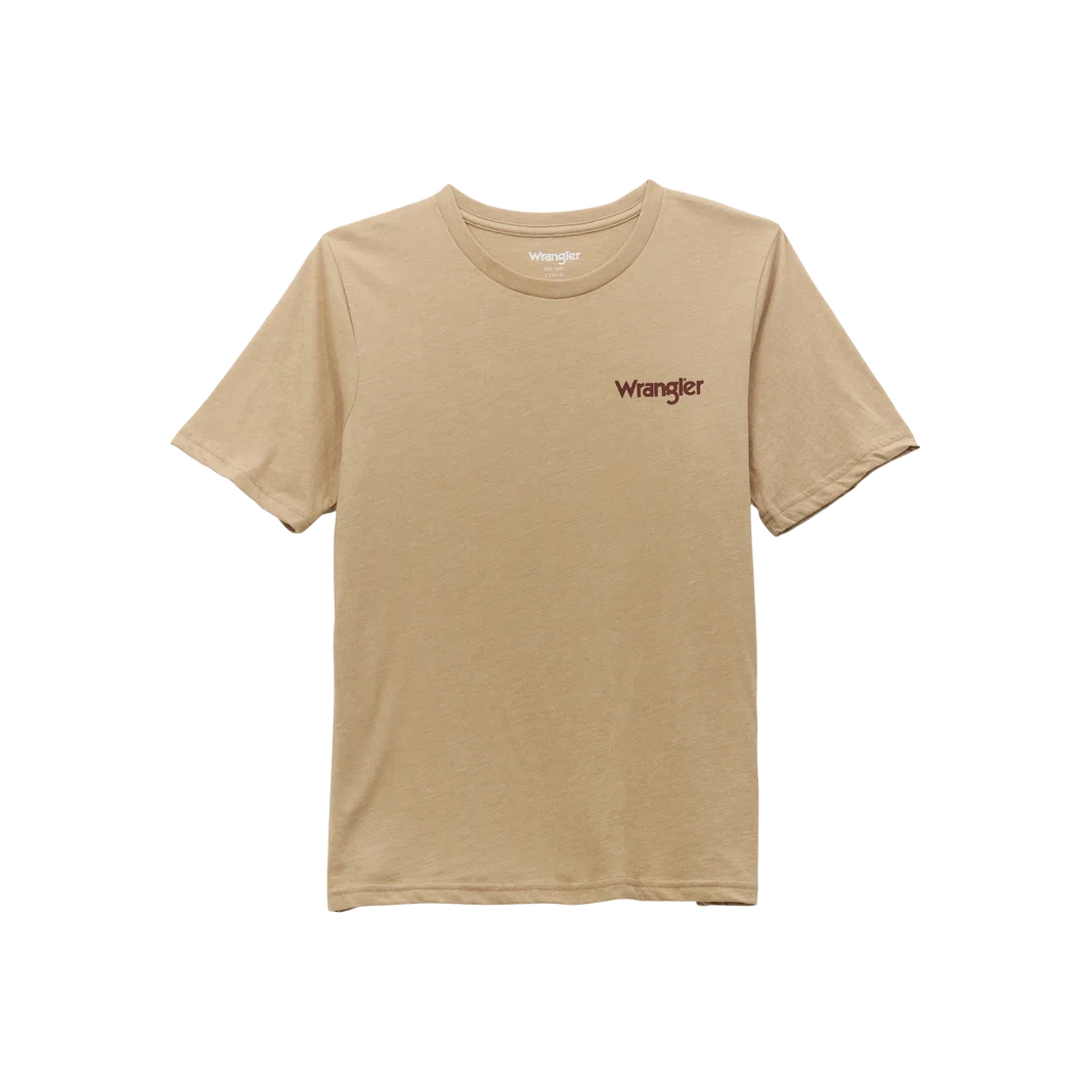 Wrangler Boy's Short Sleeve Bison Sunset Tee Shirt - Tan