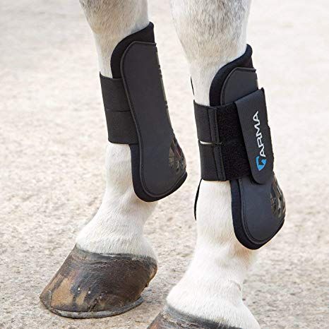 Arma Open Front Tendon Boots, Colour: BLACK, Size: Cob