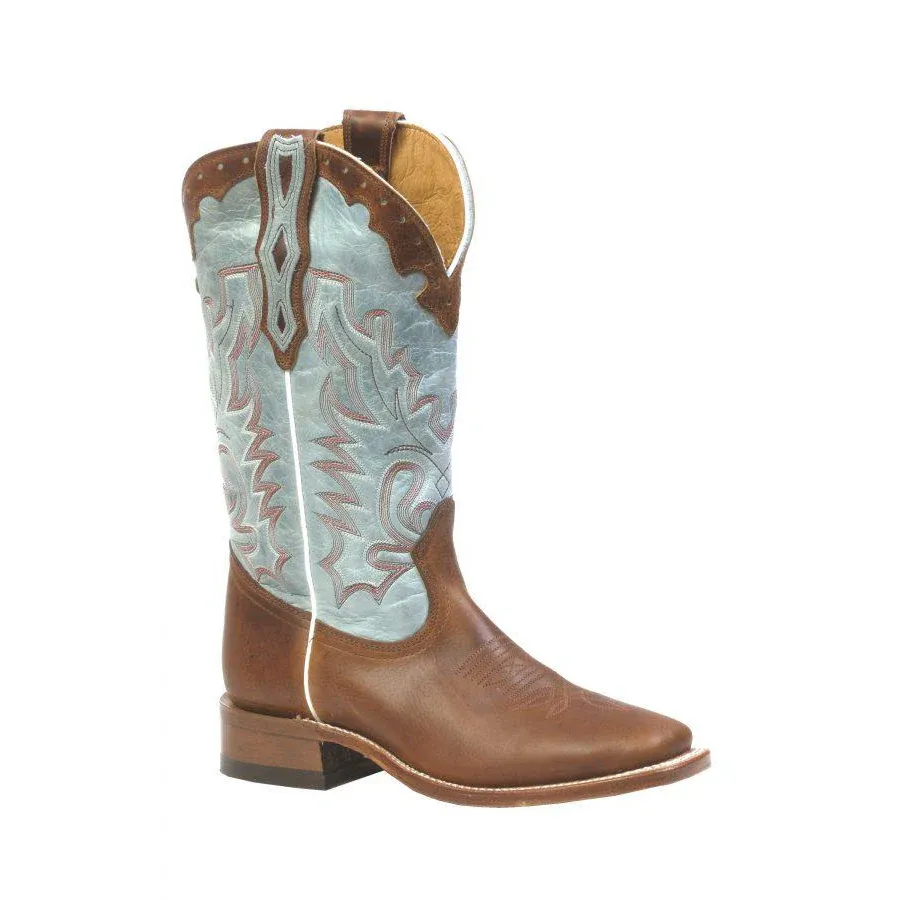 Boulet Women's Wide Square Toe Western Boots - Organza Dezy/Damiana Moka, Size: 5