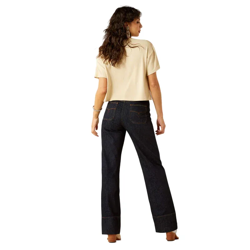 Ariat Women's Ultra High Rise Tomboy Western Utility Wide Leg Jean - Rinse