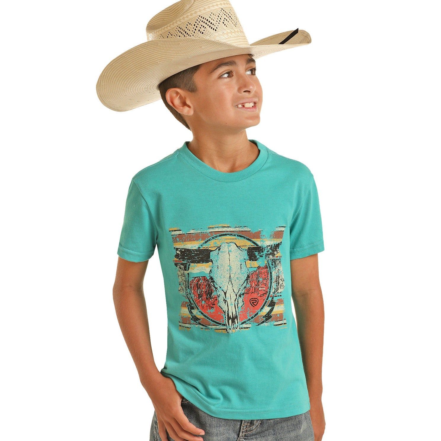 Rock &amp; Roll Boy's Graphic Tee - Turquoise