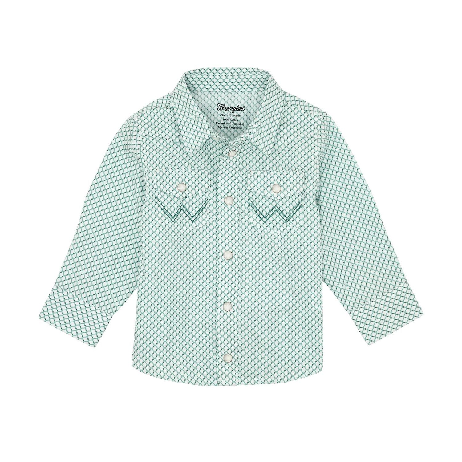Wrangler Baby Boy Long Sleeve Shirt - White/Teal