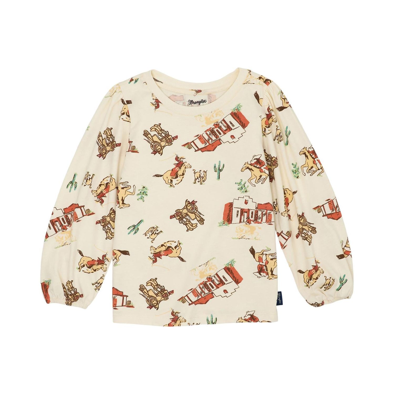 Wrangler Girl's Long Sleeve Western Print Top - White