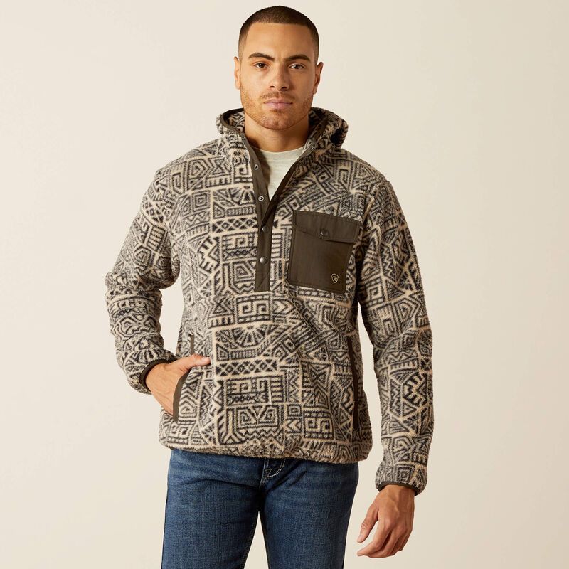 Ariat Men's Polar Bear Fleece Hoodie- Light Brindle
