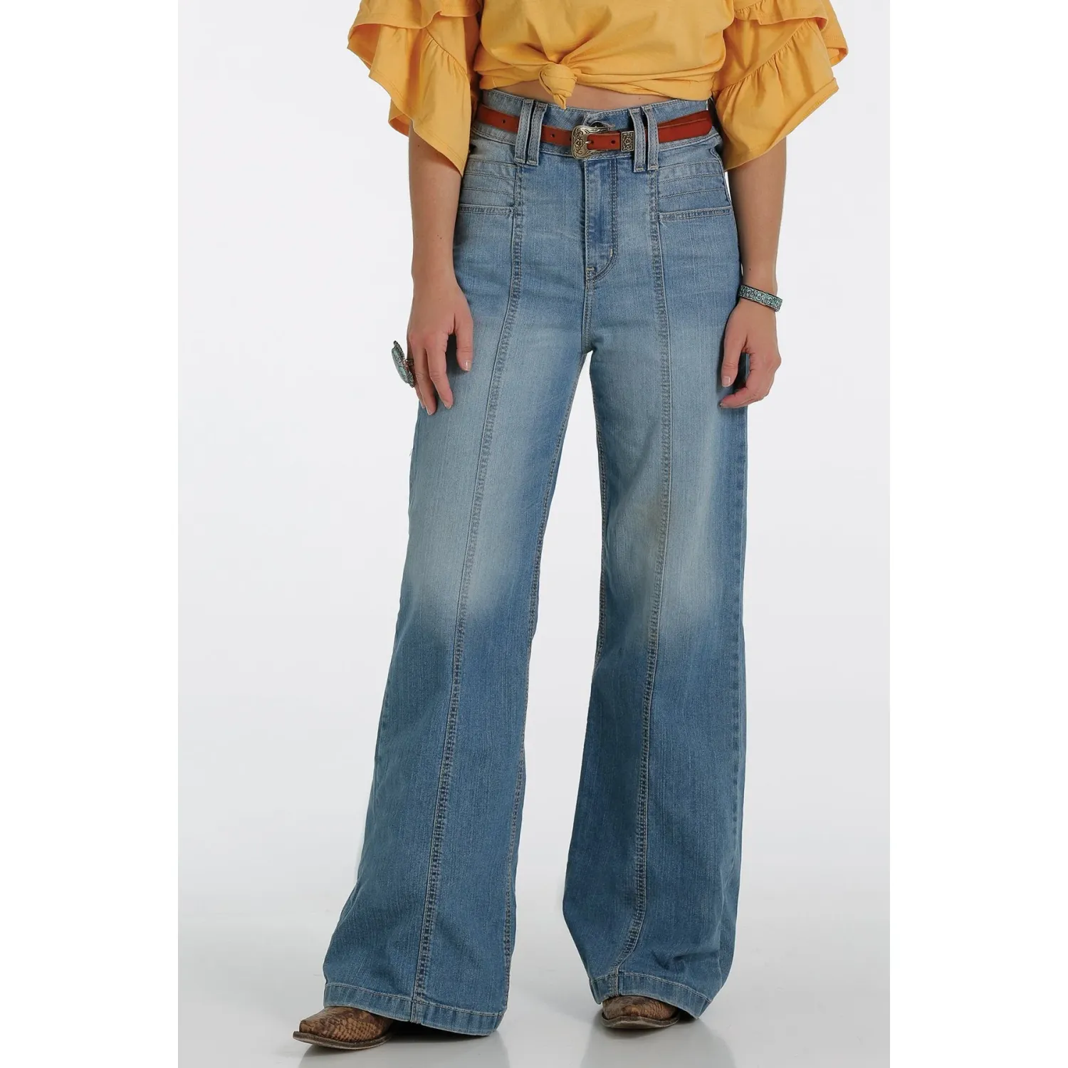 Cruel Girl Women's Wide Leg Jeans - Light Stonewash