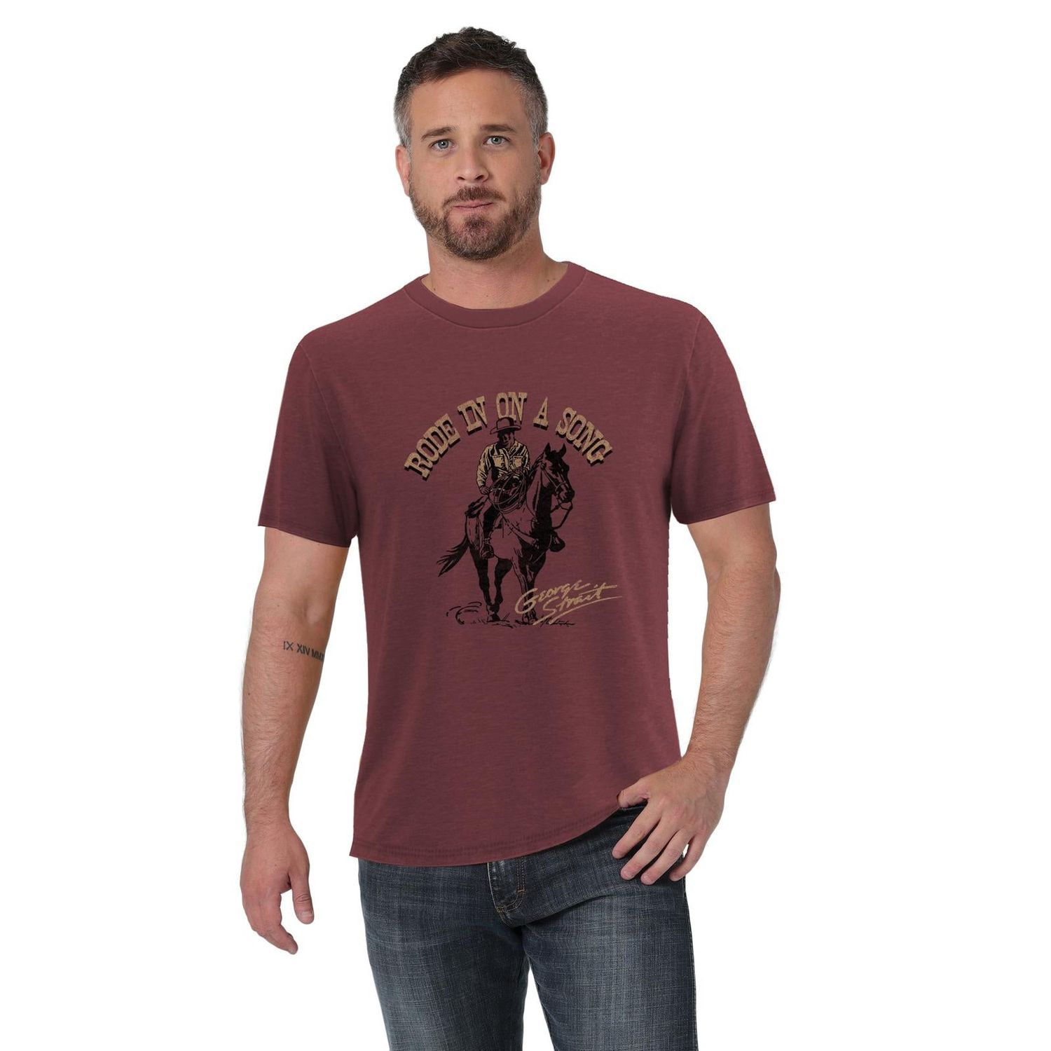 Wrangler Men's George Strait Short Sleeve T-Shirt - Burgundy Heather