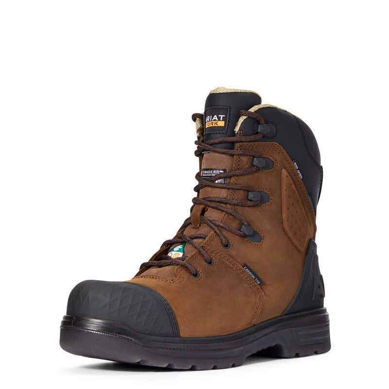 Ariat Mens Turbo Outlaw 8" CSA Waterproof 400g Carbon Toe Work Boots - Barley Brown